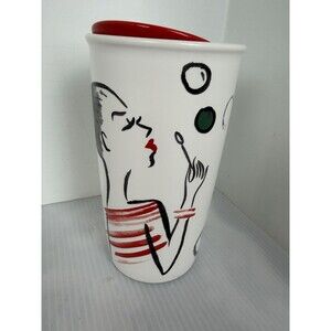 Starbucks Bubbles Girl Ceramic Tumbler Travel Mug 12oz  Double Walled Cup 2015